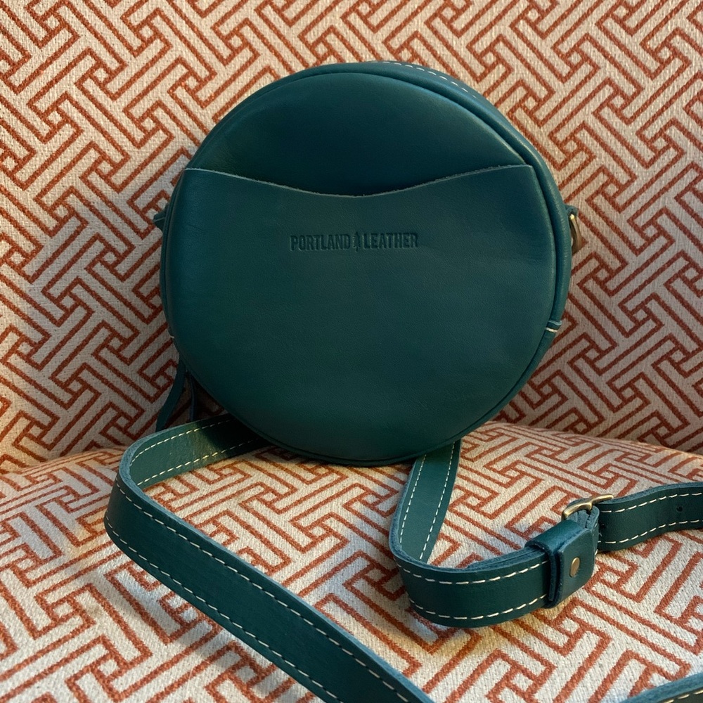 Portland Leather Goods small circle bag in Peacock